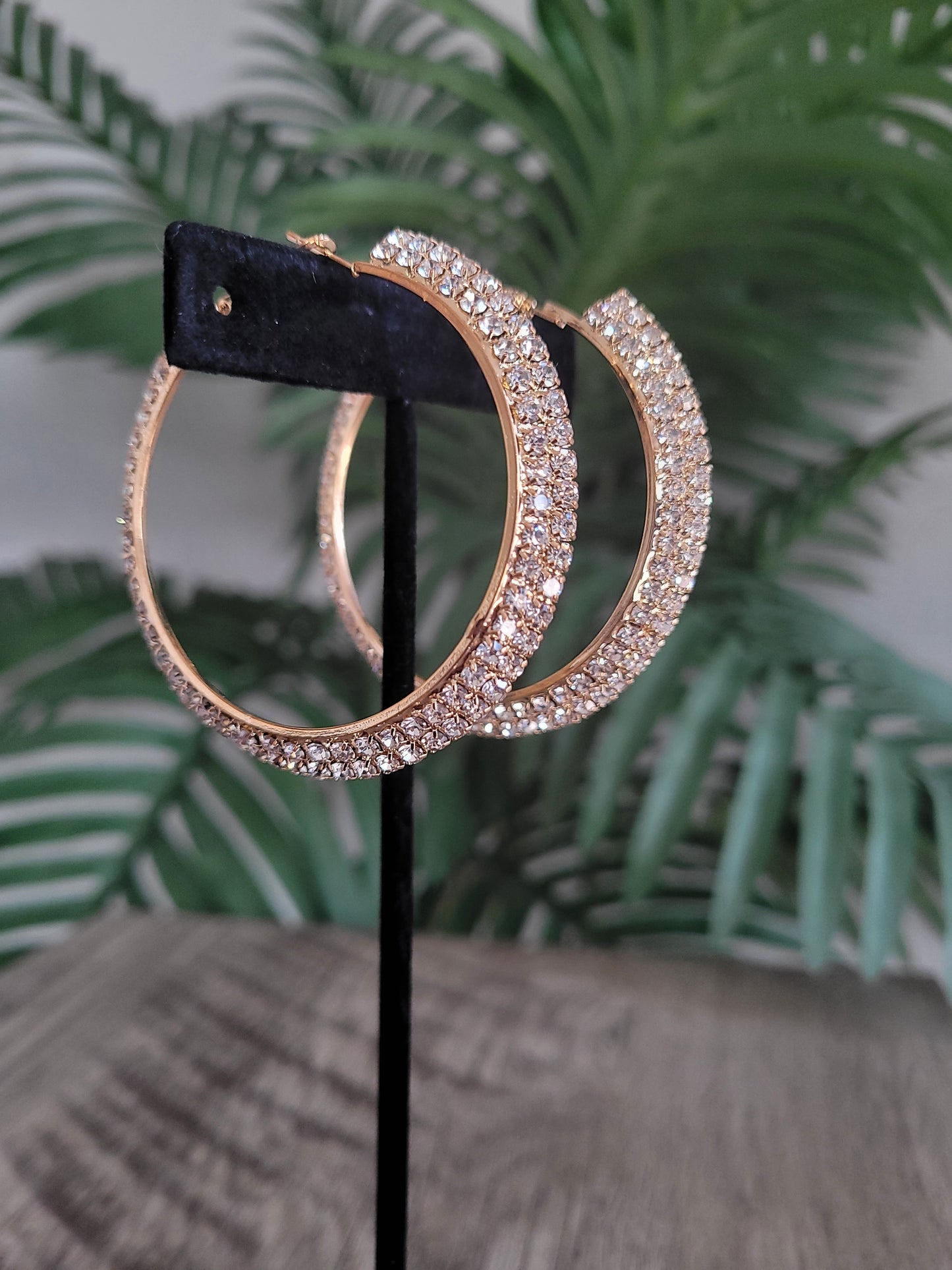 Gold Rhinestone Hoop Earrings