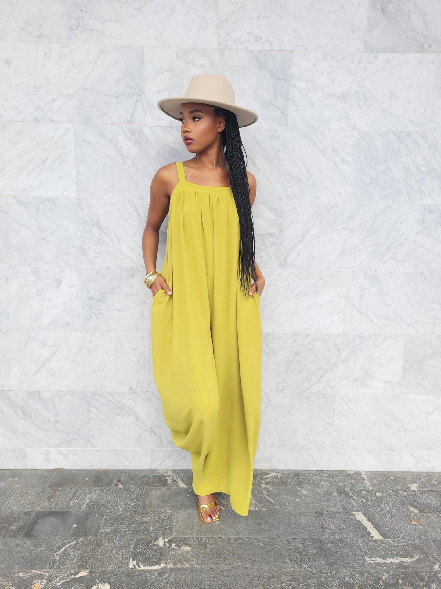 Limelight | Deep Lime Green Square Neck Wide Leg Jumpsuit
