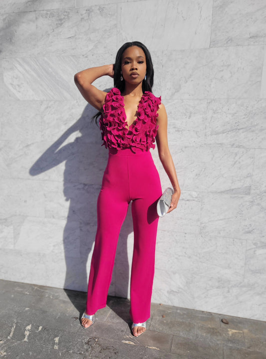 Magenta Ruffle Jumpsuit