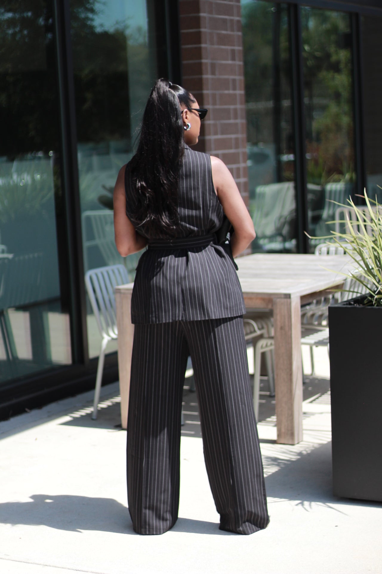 Ambriel | Pinstripe Sleeveless Blazer Vest Trouser Suit Set