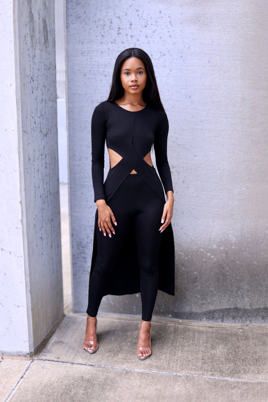 Porsha | Black Crossover Legging Set