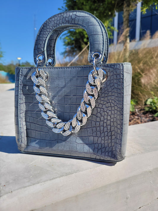 Kensie - Stone Pattern Handbag - Gray-Blue