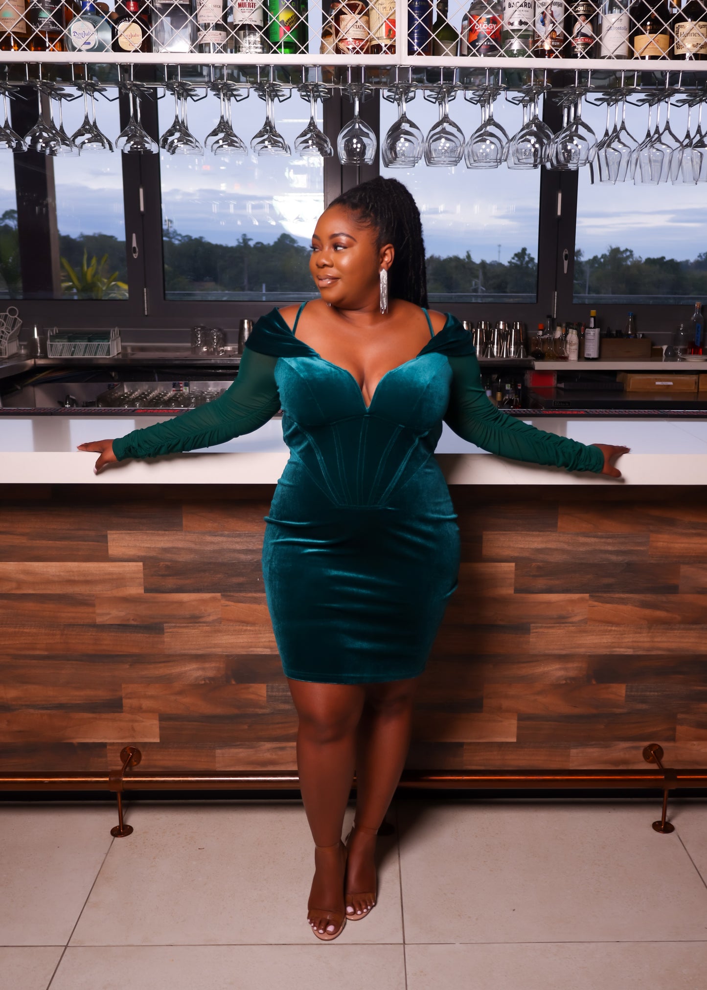 Melody Sheer Sleeve Hunter Green Dress Stylush Boutique Melody Sheer Sleeve Hunter Green Dress Stylush Boutique