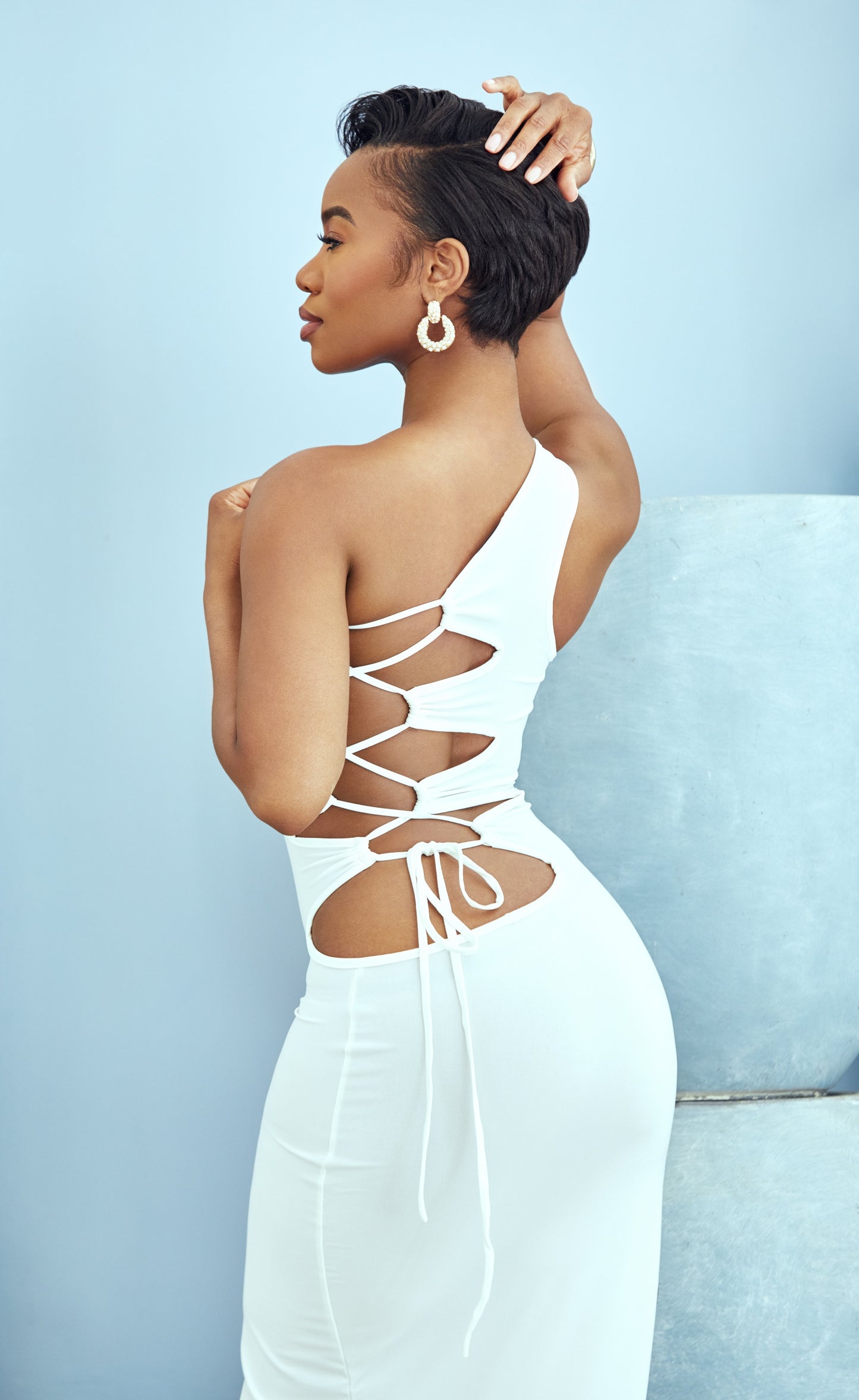 Zara | Ivory Lace Up Dress